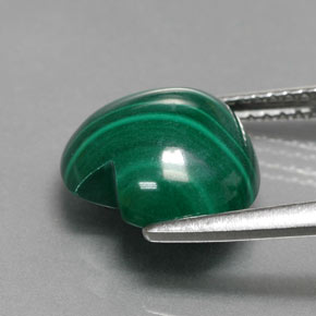 5.42캐럿 천연 여러 가지 빛깔의 녹색 말라카이트, 하트 모양, 11×10.6 mm, 불투명체