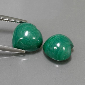 캐럿 천연 여러 가지 빛깔의 녹색 말라카이트 보석, 하트 모양, 9×8.5 mm, 불투명체
