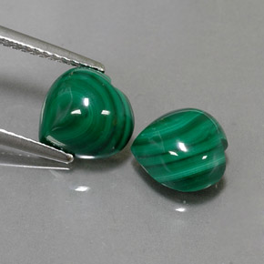 캐럿 천연 여러 가지 빛깔의 녹색 말라카이트 보석, 하트 모양, 9.1×8.8 mm, 불투명체