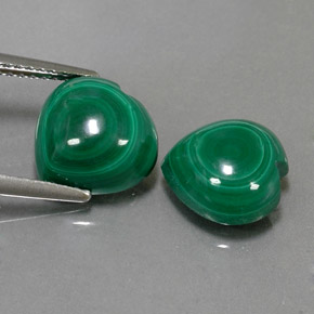 캐럿 천연 여러 가지 빛깔의 녹색 말라카이트 보석, 하트 모양, 9.8×9.5 mm, 불투명체