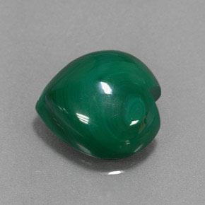 5.63캐럿 천연 여러 가지 빛깔의 녹색 말라카이트, 하트 모양, 11.1×10.8 mm, 불투명체