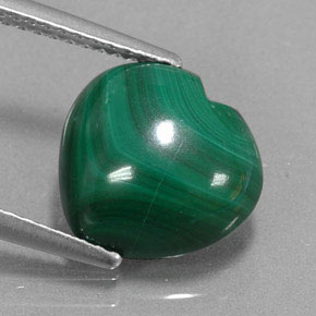 4.69캐럿 천연 여러 가지 빛깔의 녹색 말라카이트, 하트 모양, 11×10.6 mm, 불투명체
