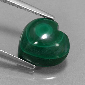 4.49캐럿 천연 여러 가지 빛깔의 녹색 말라카이트, 하트 모양, 불투명체