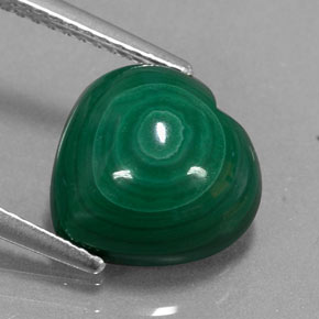 5.50캐럿 천연 여러 가지 빛깔의 녹색 말라카이트, 하트 모양, 10.9×10.8 mm, 불투명체