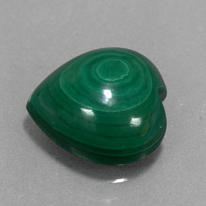 5.50캐럿 천연 여러 가지 빛깔의 녹색 말라카이트, 하트 모양, 10.9×10.8 mm, 불투명체