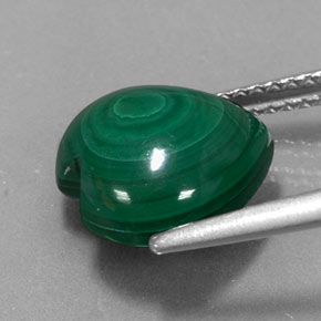 5.50캐럿 천연 여러 가지 빛깔의 녹색 말라카이트, 하트 모양, 10.9×10.8 mm, 불투명체