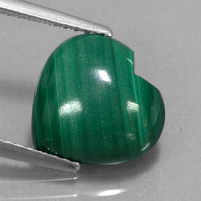3.97캐럿 천연 여러 가지 빛깔의 녹색 말라카이트, 하트 모양, 11.1×10.8 mm, 불투명체
