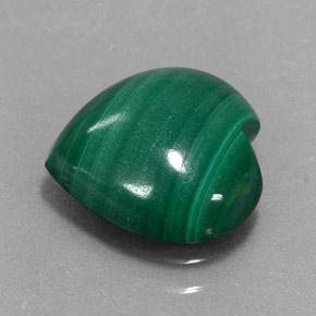 3.97캐럿 천연 여러 가지 빛깔의 녹색 말라카이트, 하트 모양, 11.1×10.8 mm, 불투명체