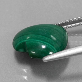 3.97캐럿 천연 여러 가지 빛깔의 녹색 말라카이트, 하트 모양, 11.1×10.8 mm, 불투명체