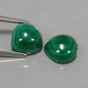 캐럿 천연 여러 가지 빛깔의 녹색 말라카이트 보석, 하트 모양, 8.8×8.7 mm, 불투명체