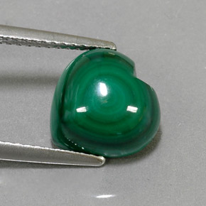 5.04캐럿 천연 여러 가지 빛깔의 녹색 말라카이트, 하트 모양, 10.1×9.8 mm, 불투명체