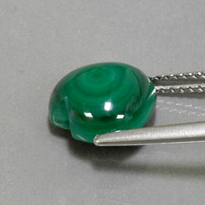 5.04캐럿 천연 여러 가지 빛깔의 녹색 말라카이트, 하트 모양, 10.1×9.8 mm, 불투명체