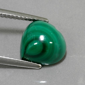 4.59캐럿 천연 여러 가지 빛깔의 녹색 말라카이트, 하트 모양, 9.8×9.7 mm, 불투명체