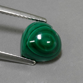 4.16캐럿 천연 여러 가지 빛깔의 녹색 말라카이트, 하트 모양, 9×8.8 mm, 불투명체