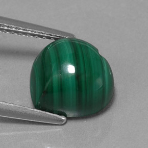 4.38캐럿 천연 여러 가지 빛깔의 녹색 말라카이트, 하트 모양, 9.2×9.1 mm, 불투명체