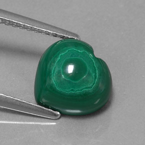 3.97캐럿 천연 여러 가지 빛깔의 녹색 말라카이트, 하트 모양, 9.2×8.8 mm, 불투명체
