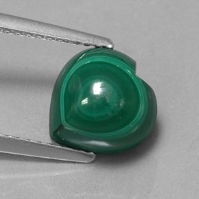 3.89캐럿 천연 여러 가지 빛깔의 녹색 말라카이트, 하트 모양, 8.9×8.7 mm, 불투명체
