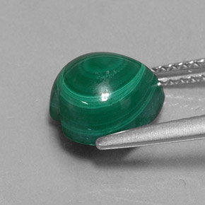 3.89캐럿 천연 여러 가지 빛깔의 녹색 말라카이트, 하트 모양, 8.9×8.7 mm, 불투명체