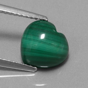 3.03캐럿 천연 여러 가지 빛깔의 녹색 말라카이트, 하트 모양, 8.9×8.8 mm, 불투명체