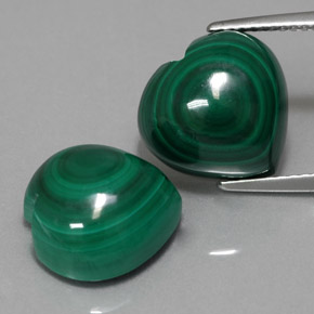 캐럿 천연 여러 가지 빛깔의 녹색 말라카이트 보석, 하트 모양, 12.1×11.9 mm, 불투명체