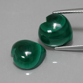 캐럿 천연 여러 가지 빛깔의 녹색 말라카이트 보석, 하트 모양, 11.1×10.9 mm, 불투명체