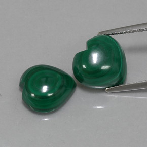 캐럿 천연 여러 가지 빛깔의 녹색 말라카이트 보석, 하트 모양, 11×10.9 mm, 불투명체