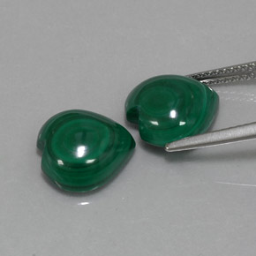 캐럿 천연 여러 가지 빛깔의 녹색 말라카이트 보석, 하트 모양, 11×10.9 mm, 불투명체