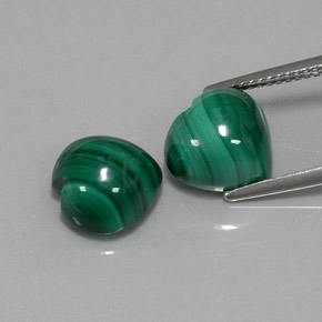 캐럿 천연 여러 가지 빛깔의 녹색 말라카이트 보석, 하트 모양, 10.2×9.8 mm, 불투명체