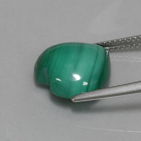 7.84캐럿 천연 여러 가지 빛깔의 녹색 말라카이트, 하트 모양, 13×12.7 mm, 불투명체