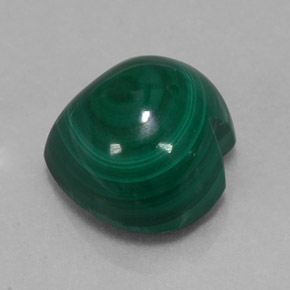 7.66캐럿 천연 여러 가지 빛깔의 녹색 말라카이트, 하트 모양, 11.1×10.8 mm, 불투명체