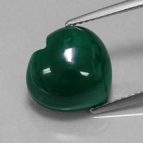 8.58캐럿 천연 여러 가지 빛깔의 녹색 말라카이트, 하트 모양, 12.1×11.8 mm, 불투명체