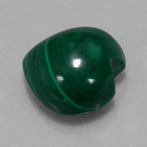 6.51캐럿 천연 여러 가지 빛깔의 녹색 말라카이트, 하트 모양, 11.1×10.9 mm, 불투명체