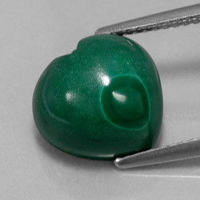7.11캐럿 천연 여러 가지 빛깔의 녹색 말라카이트, 하트 모양, 11.1×10.8 mm, 불투명체