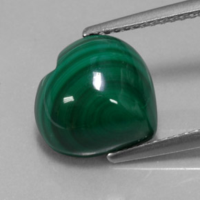 5.54캐럿 천연 여러 가지 빛깔의 녹색 말라카이트, 하트 모양, 10.9×10.6 mm, 불투명체