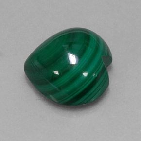 5.54캐럿 천연 여러 가지 빛깔의 녹색 말라카이트, 하트 모양, 10.9×10.6 mm, 불투명체