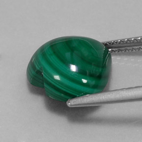 5.54캐럿 천연 여러 가지 빛깔의 녹색 말라카이트, 하트 모양, 10.9×10.6 mm, 불투명체