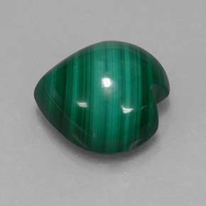 6.03캐럿 천연 여러 가지 빛깔의 녹색 말라카이트, 하트 모양, 11×10.9 mm, 불투명체