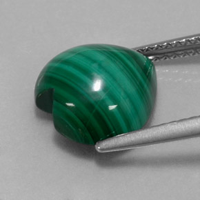 6.03캐럿 천연 여러 가지 빛깔의 녹색 말라카이트, 하트 모양, 11×10.9 mm, 불투명체