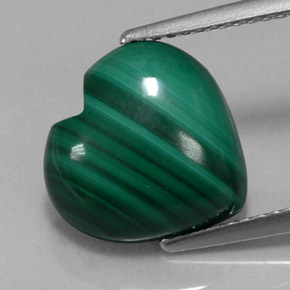 5.95캐럿 천연 여러 가지 빛깔의 녹색 말라카이트, 하트 모양, 12×11.8 mm, 불투명체