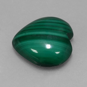 5.95캐럿 천연 여러 가지 빛깔의 녹색 말라카이트, 하트 모양, 12×11.8 mm, 불투명체