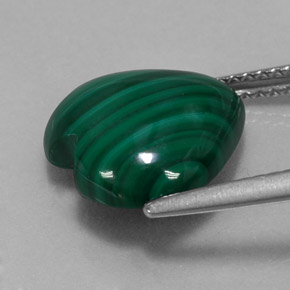5.95캐럿 천연 여러 가지 빛깔의 녹색 말라카이트, 하트 모양, 12×11.8 mm, 불투명체