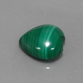 4.91캐럿 천연 여러 가지 빛깔의 녹색 말라카이트, 하트 모양, 11×10.6 mm, 불투명체