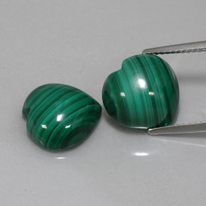 캐럿 천연 여러 가지 빛깔의 녹색 말라카이트 보석, 하트 모양, 12×11.8 mm, 불투명체
