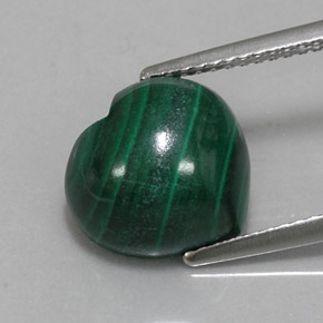 6.26캐럿 천연 여러 가지 빛깔의 녹색 말라카이트, 하트 모양, 11.1×10.6 mm, 불투명체