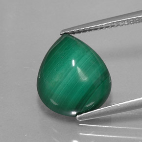 9.50캐럿 천연 여러 가지 빛깔의 녹색 말라카이트, 배 모양, 13.3×11.2 mm, 불투명체