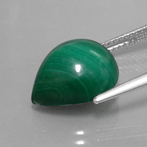 9.50캐럿 천연 여러 가지 빛깔의 녹색 말라카이트, 배 모양, 13.3×11.2 mm, 불투명체