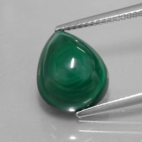 8.16캐럿 천연 여러 가지 빛깔의 녹색 말라카이트, 배 모양, 13×10.5 mm, 불투명체