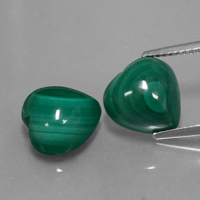 캐럿 천연 여러 가지 빛깔의 녹색 말라카이트 보석, 하트 모양, 10.1×10.1 mm, 불투명체