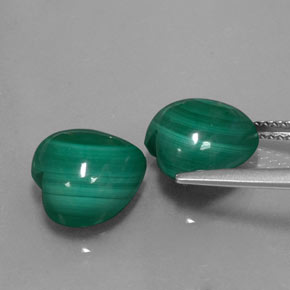 캐럿 천연 여러 가지 빛깔의 녹색 말라카이트 보석, 하트 모양, 10.1×10.1 mm, 불투명체