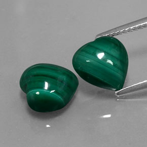 캐럿 천연 여러 가지 빛깔의 녹색 말라카이트 보석, 하트 모양, 9.1×9.1 mm, 불투명체